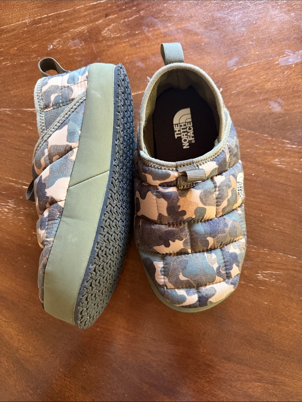 The North Face Kids Camo Puff Slip-On Shoes - Olive Green
